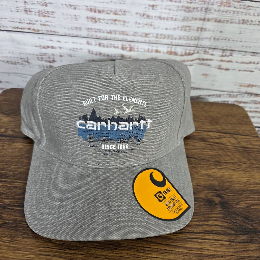 Carhartt Trucker Hat Canvas Outdoor Graphic Cap One Size Snapback Grey Forge NEW